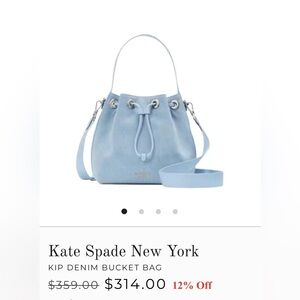 NWT Kate Spade Kip Small Bucket Denim Crossbody Drawstring Bucket Bag